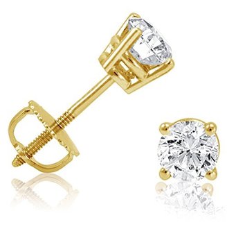 Amanda Rose Collection IGI Certified 1/2ct tw Round Diamond Stud Earrings in 14K Yellow Gold