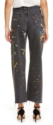 Simon Miller Paint Splatter Wide Leg Crop Jeans