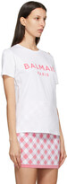 Thumbnail for your product : Balmain White & Pink Button Logo T-Shirt
