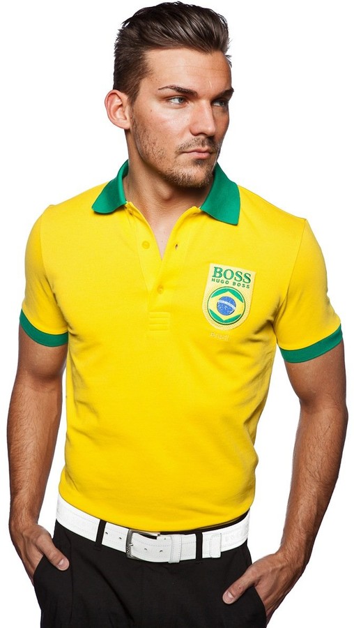 HUGO BOSS mens brazil paddy flag polo shirt green label range modern fit  (X-Large) - ShopStyle