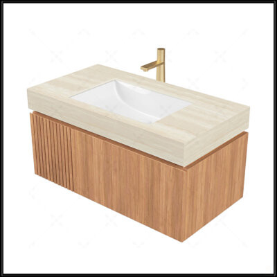 Latitude Run Durable Brown Oak Bathroom Cabinet With Soft-Close Doors And Drawers No Basin Or Faucet Included