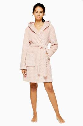 Topshop Womens Pink Spot Textured Dressing Gown - Ice Pink