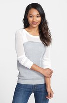 Thumbnail for your product : Halogen Colorblock Open Stitch Crewneck Top