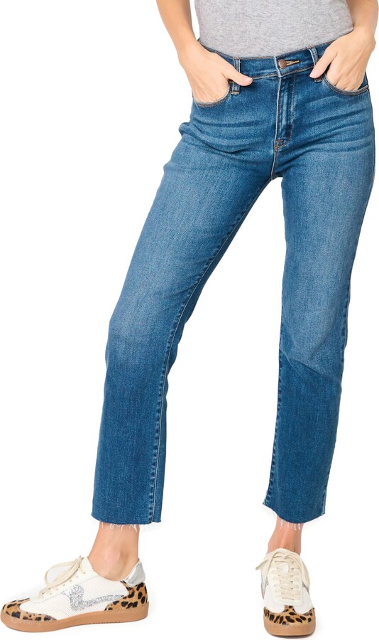 Gibson Essential High Waist Raw Hem Crop Jeans