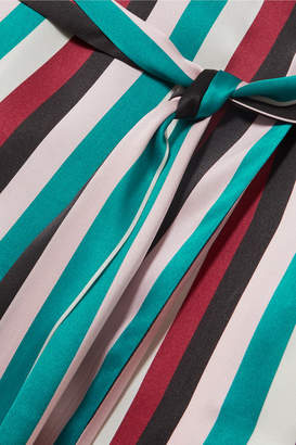 Asceno ASCENO - Striped Washed-silk Robe - Turquoise