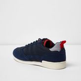 Thumbnail for your product : River Island Mens Navy retro runner trainers