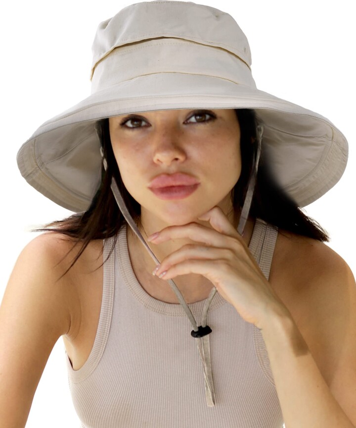 Hatiis Sun Hats Women Cotton Wide Brim Ladies Beach Garden Hat Foldable Sun  Protection Breathable Summer Hat with Fold-Up Brim Grey Beige ShopStyle