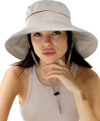 Hatiis Sun Hats Women Cotton Wide Brim Ladies Beach Garden Hat Foldable Sun  Protection Breathable Summer Hat with Fold-Up Brim Grey Beige - ShopStyle