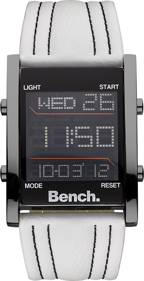 Bench Men's Quartz Watch with LCD Dial Digital Display and White PU Strap  BC0388WH - ShopStyle