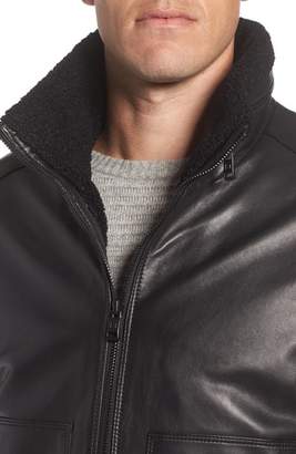 Andrew Marc Trail Master Leather Jacket with Faux Shearling Lining