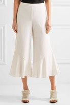 Thumbnail for your product : Peter Pilotto Cropped Ruffled Cady Wide-leg Pants - White