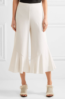 Peter Pilotto Cropped Ruffled Cady Wide-leg Pants - White