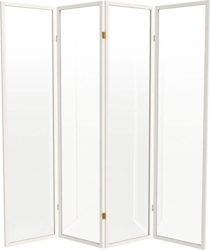 6 ft. Tall Clear Plastic Partition White 4 Panel