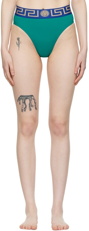Versace Underwear Green Greca Bikini Bottoms