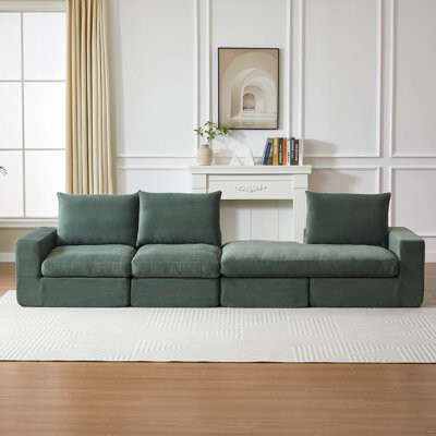 Latitude Run 99-Inch Boneless Couch With Chaise L-Shaped Modern Upholstered Sectional Sofa