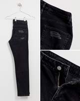 Thumbnail for your product : ASOS Design DESIGN slim jeans in washed black with heavy rips