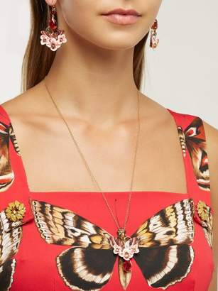 Dolce & Gabbana Butterfly Crystal Embellished Necklace - Womens - Multi