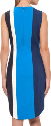Akris Punto Striped Sleeveless Sheath Dress, Blue Pattern