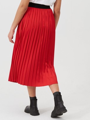 HUGO BOSS Pleated Skirt Red - ShopStyle