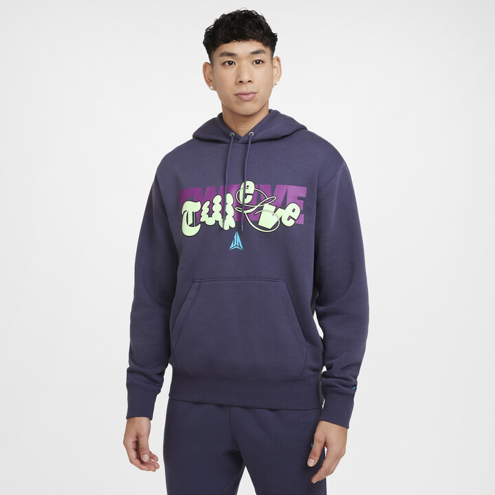 Nike Men's Ja Fleece Basketball Hoodie in Purple | FZ1038-573