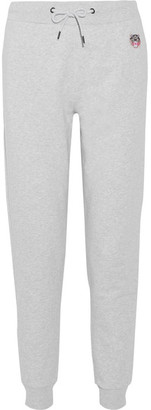Kenzo Appliquéd French Cotton-terry Track Pants - Light gray