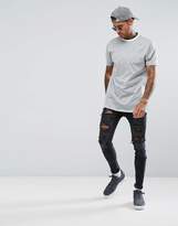 Thumbnail for your product : ASOS Design Longline T-Shirt With Squad Embroidery And Tipped Rib