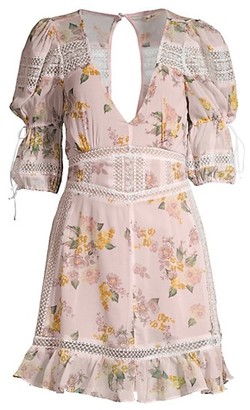 For Love & Lemons Isadora Lace-Trim Floral Dress