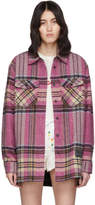 Thumbnail for your product : we11done Pink Wool English Check Shirt Jacket
