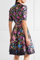 Thumbnail for your product : Oscar de la Renta Floral-print Silk And Cotton-blend Satin Dress - Navy