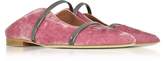 Thumbnail for your product : Malone Souliers Maureen Flat Pink and Charcoal Velvet and Leather Mules
