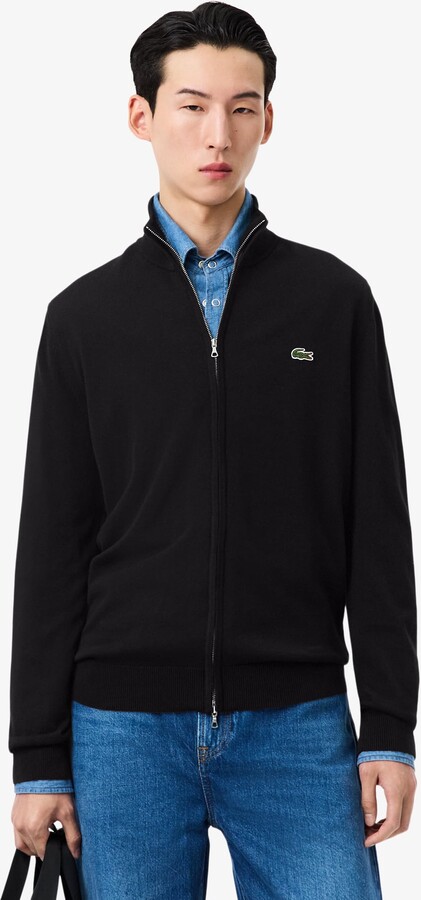 Men's Zip-Up High-Neck Cotton Sweater