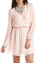 Thumbnail for your product : Charlotte Russe Long Sleeve Chiffon Wrap Dress