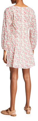 Rebecca Taylor Ikat Fleur Cotton Blouson-Sleeve Dress