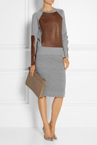 Thumbnail for your product : Reed Krakoff Leather-paneled cashmere, wool and silk-blend sweater
