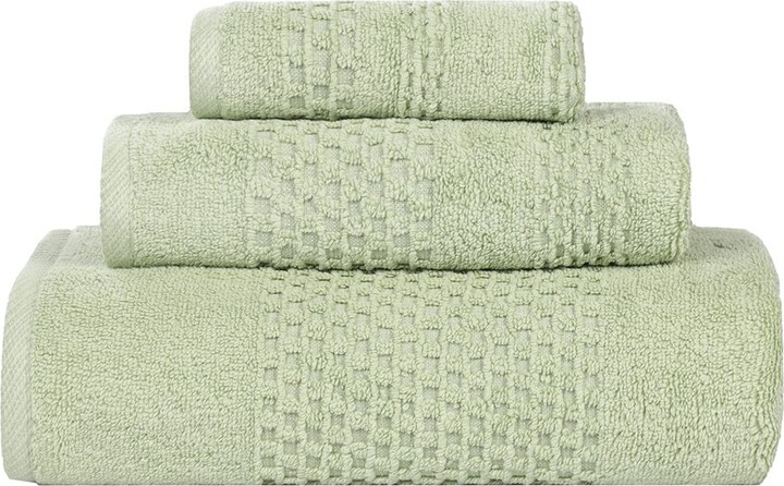 Superior Playa Zero Twist Cotton Medium Weight Solid Waffle Textured 3pc Towel Set