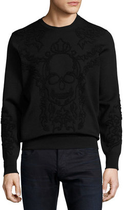 Alexander McQueen Tonal Skull Sweatshirt, Black