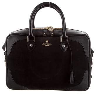 Aspinal of London Leather-Trimmed Suede Satchel