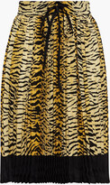 Pleated tiger-print silk crepe de 
