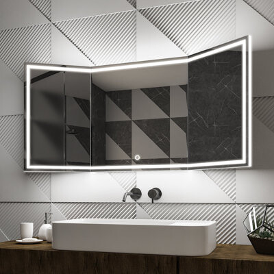 Wen Lighting LED Lighted Bathroom Vanity Mirror with Frontlit and Backlit Stepless 3 Colors Temperature Light & Anti-fog Wall Mirror