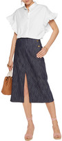 Thumbnail for your product : Tanya Taylor Ines Embroidered Denim Midi Skirt