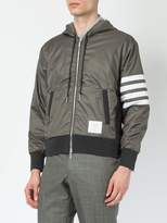Thumbnail for your product : Thom Browne Seamed 4-bar Stripe Ripstop Zip-up Mesh Hoodie