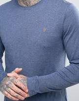 Thumbnail for your product : Farah Gloor slim fit long sleeve logo marl t-shirt in navy