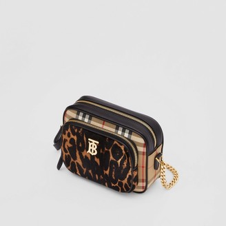 Burberry Vintage Check and Leopard Print Calf Hair Camera Bag