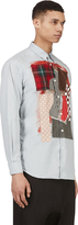 Thumbnail for your product : Comme des Garcons Shirts Grey & Red Painted Eye Patchwork Shirt