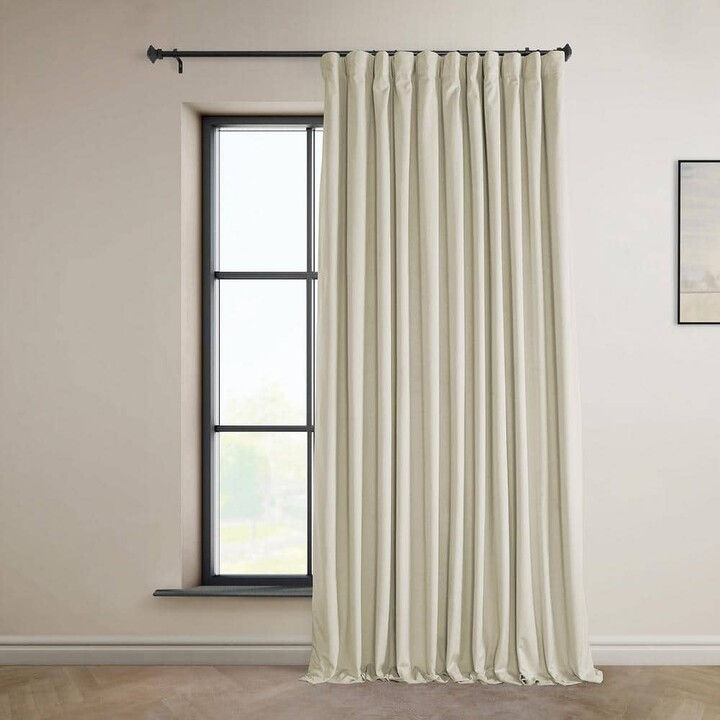 Exclusive Fabrics & Furnishings Au Lait Creme Ivory Heritage Plush Velvet Extrawide Room Darkening Curtain - 100 in. W x 120 in. L (1 Panel)