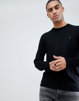 Thumbnail for your product : AllSaints 100% merino crew neck jumper in black with ramskull logo