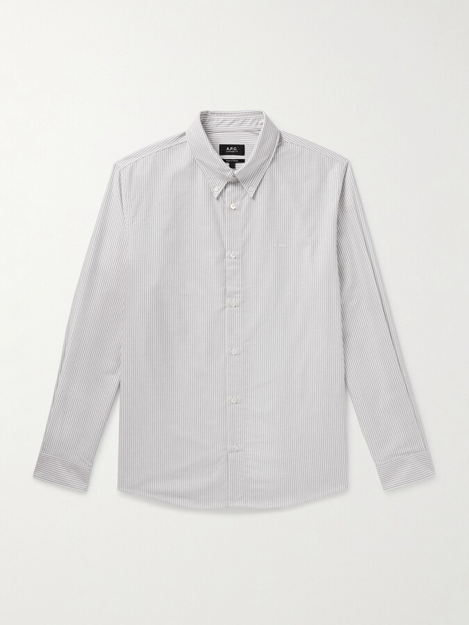 Greg Button-Down Collar Striped Cotton Oxford Shirt