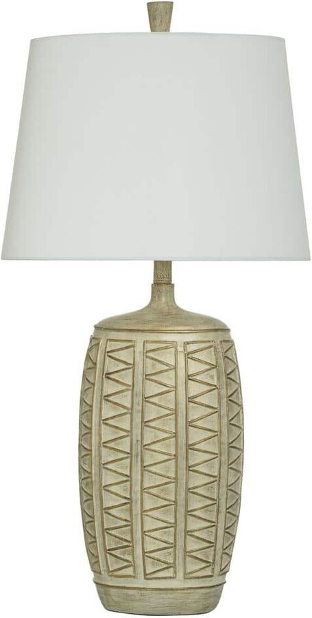 Stylecraft Harvey 33 in. Baffo Gold Transitional 1-Light Standard Floor Lamp for Living Room Linen Drum Shade