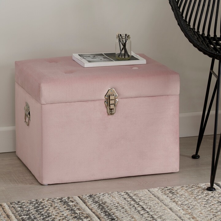 Dunelm Luxe Blush Velvet Storage Trunk Blush ShopStyle Bedroom Benches