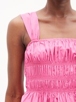 Thumbnail for your product : STAUD Ida Shirred Cotton-blend Poplin Top - Pink